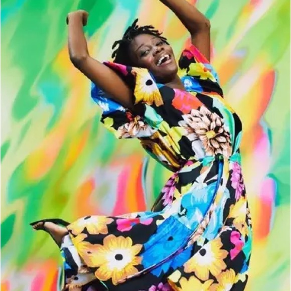 CHRISTOPHER JOHN ROGERS NWT Target Vibrant Floral HIgh Low Ruffle Dress XS Puff - Picture 3 of 3